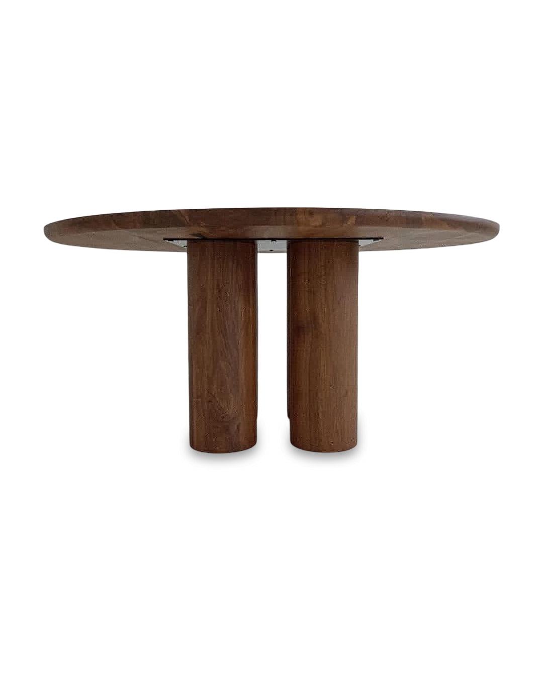 Table à manger ronde extensible design Ameline en noyer chocolat