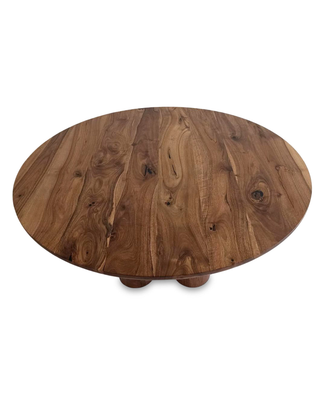 Table à manger ronde extensible design Ameline en noyer chocolat