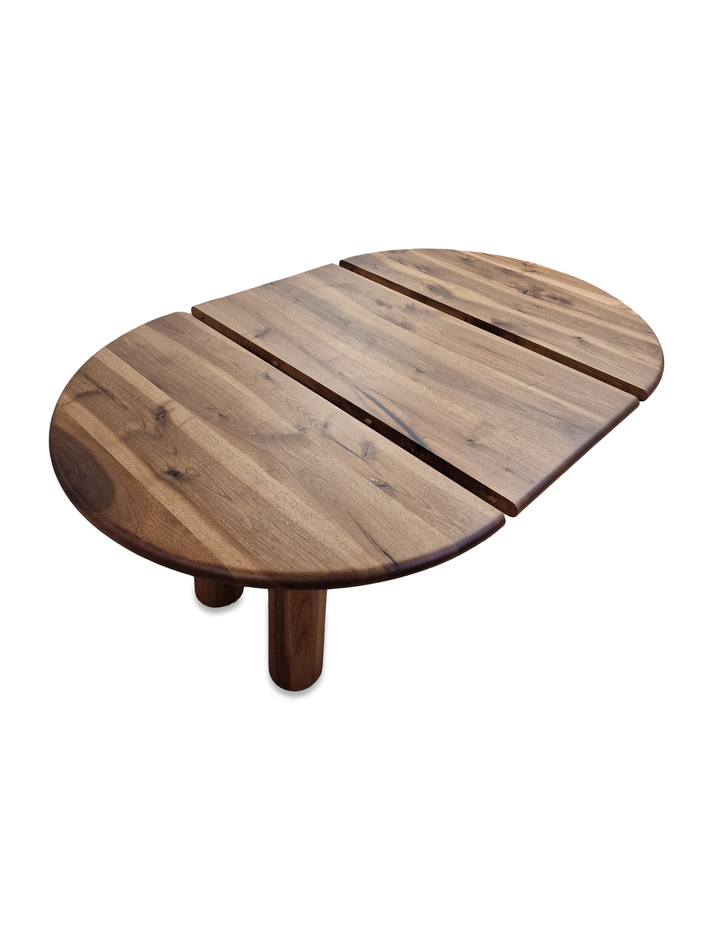 Table à manger ronde extensible design Ameline en noyer chocolat