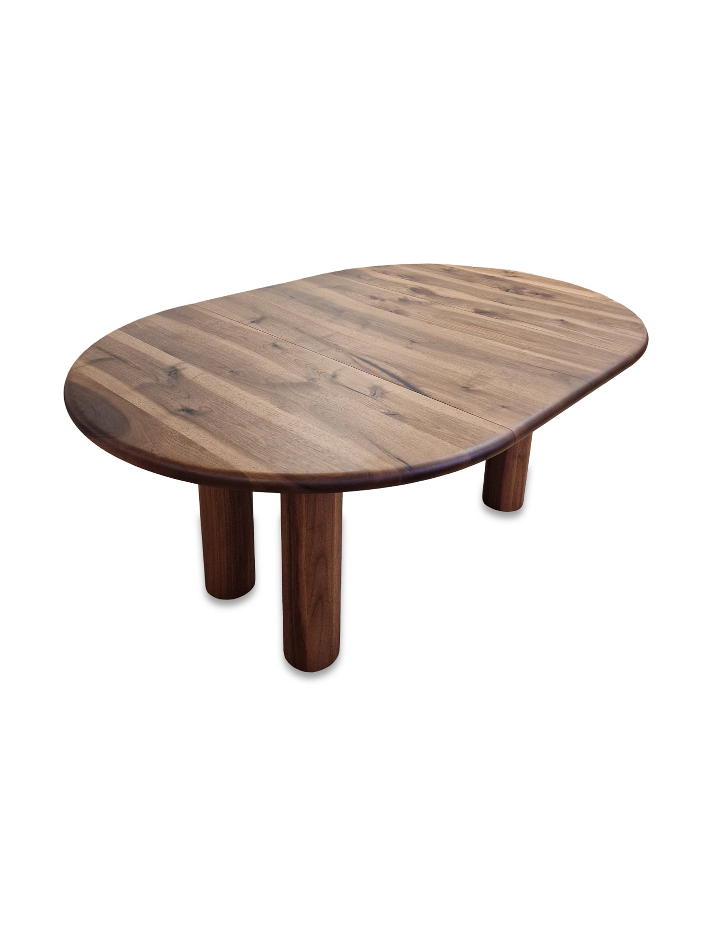 Table à manger ronde extensible design Ameline en noyer chocolat