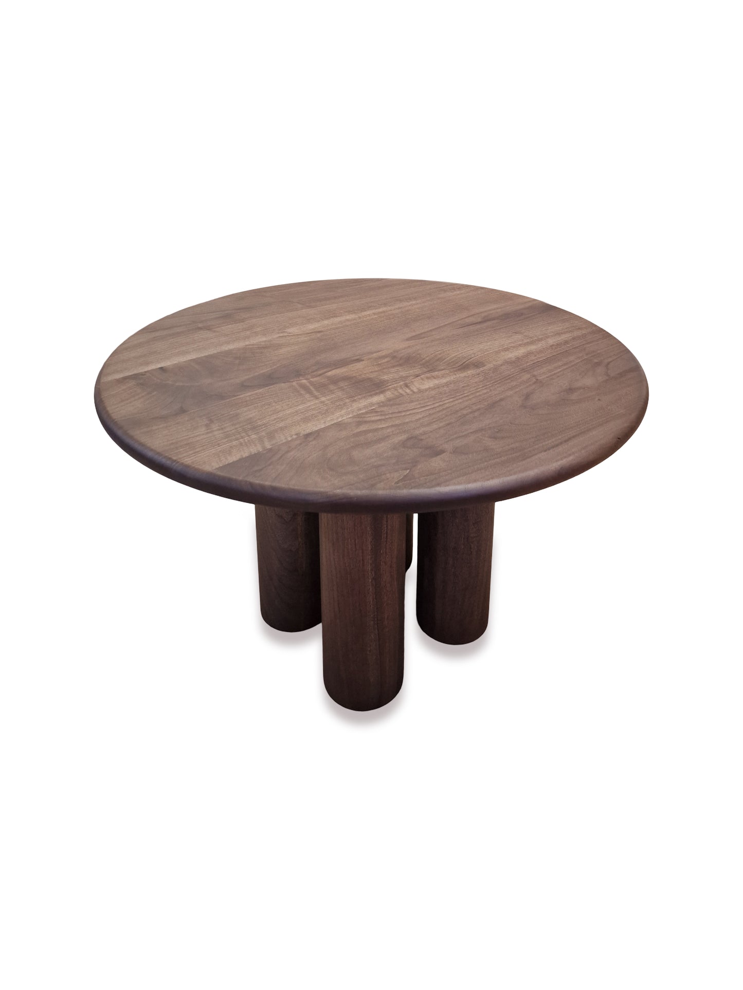 Table à manger ronde extensible design Ameline en noyer chocolat
