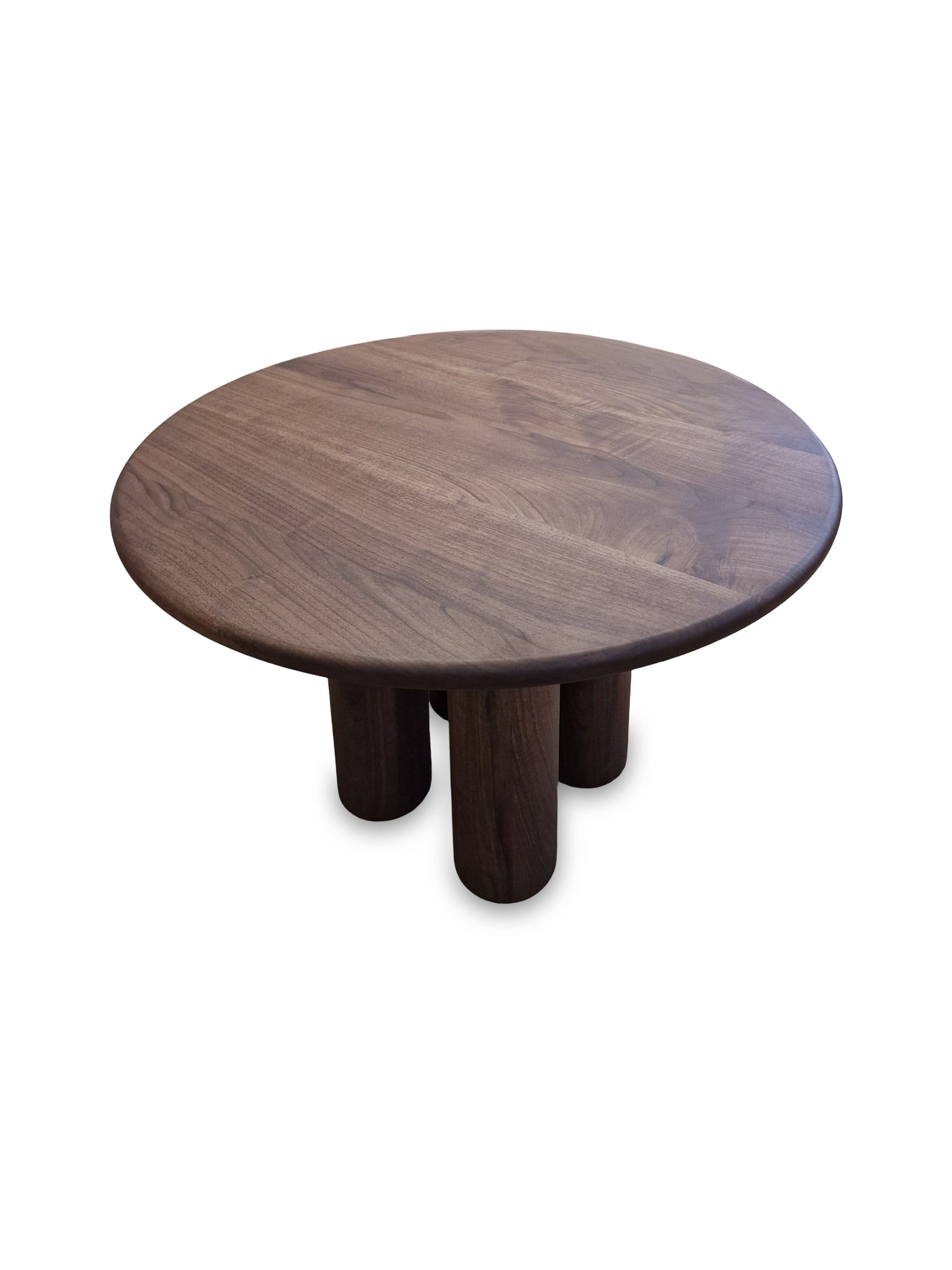 Table à manger ronde extensible design Ameline en noyer chocolat