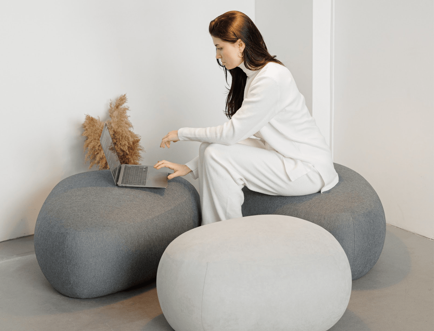 Multifunctional pouf in premium custom choice fabric – stylish and practical.