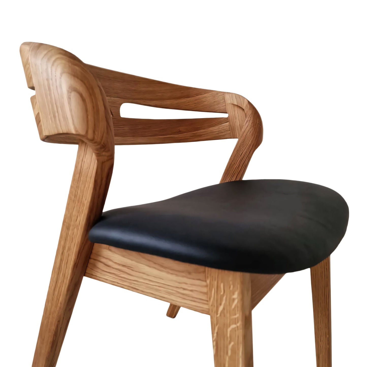 Solid wood and natural leather curved dining chairs - style and high quality.