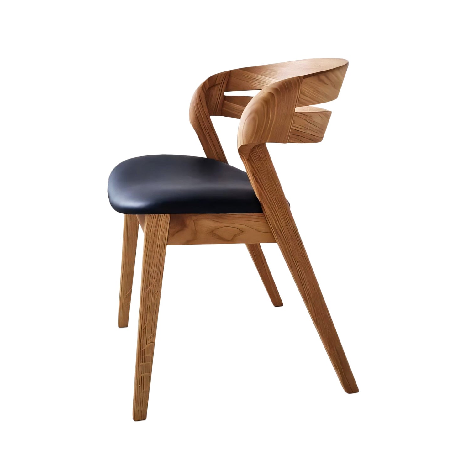 Solid wood and natural leather curved dining chairs - style and high quality.