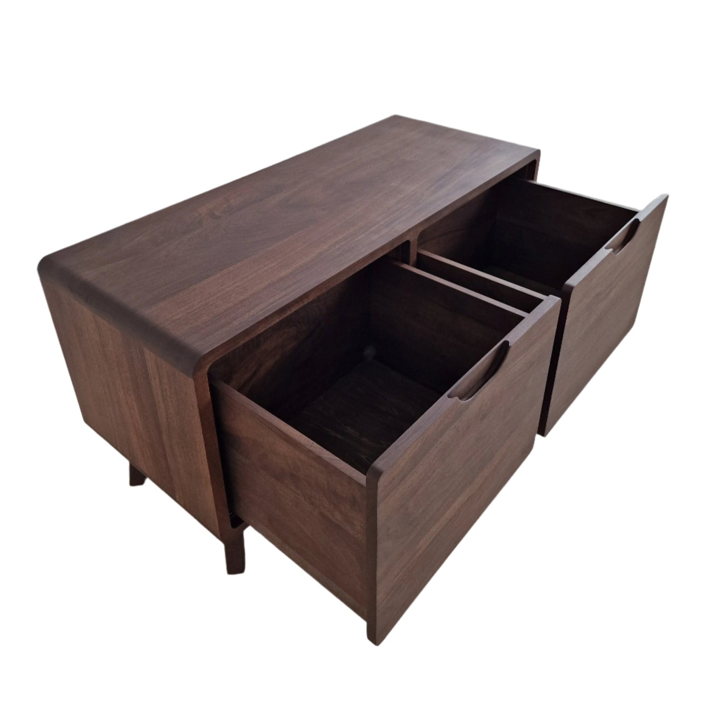 Elegant solid walnut sideboard buffet with ample storage, featuring a modern design, smooth wood grain, and soft-close doors—perfect for dining or living rooms.