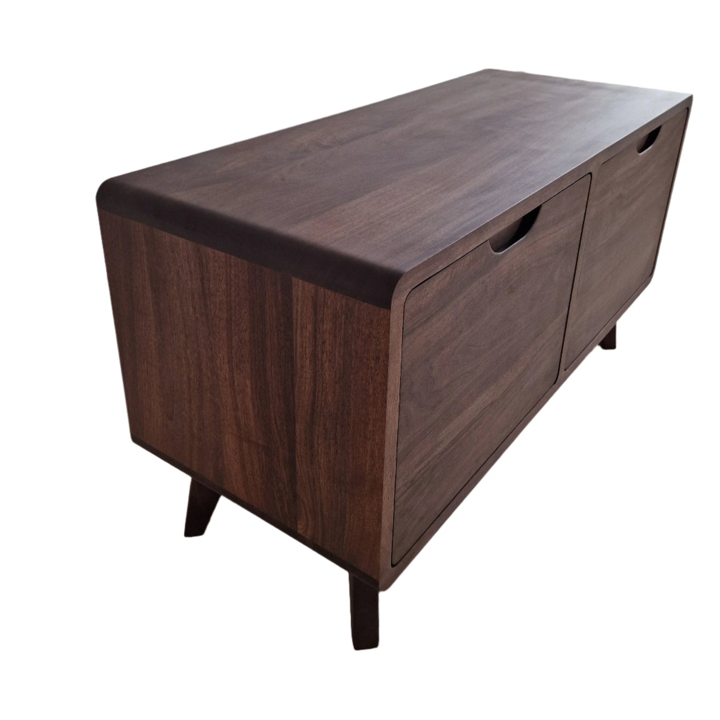 Elegant solid walnut sideboard buffet with ample storage, featuring a modern design, smooth wood grain, and soft-close doors—perfect for dining or living rooms.
