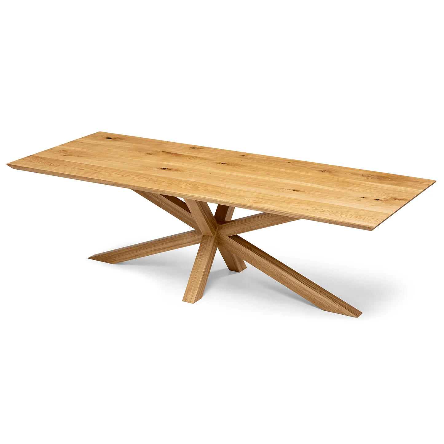 Luxury oak dining table with a wood spider base – perfect for modern interiors.