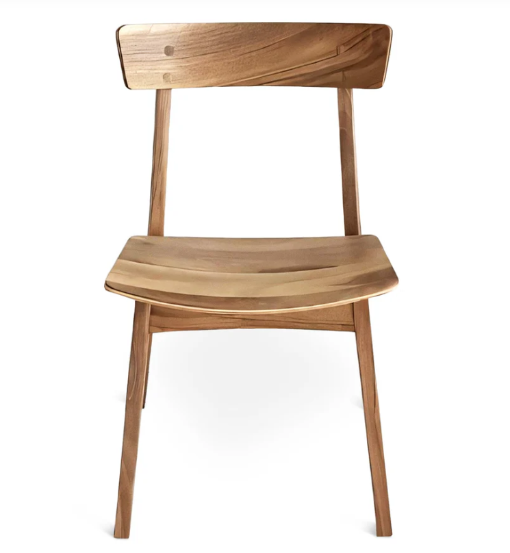 Solid Wood Minimalistic Dining Chair in Natural Walnut with Wood Seat!