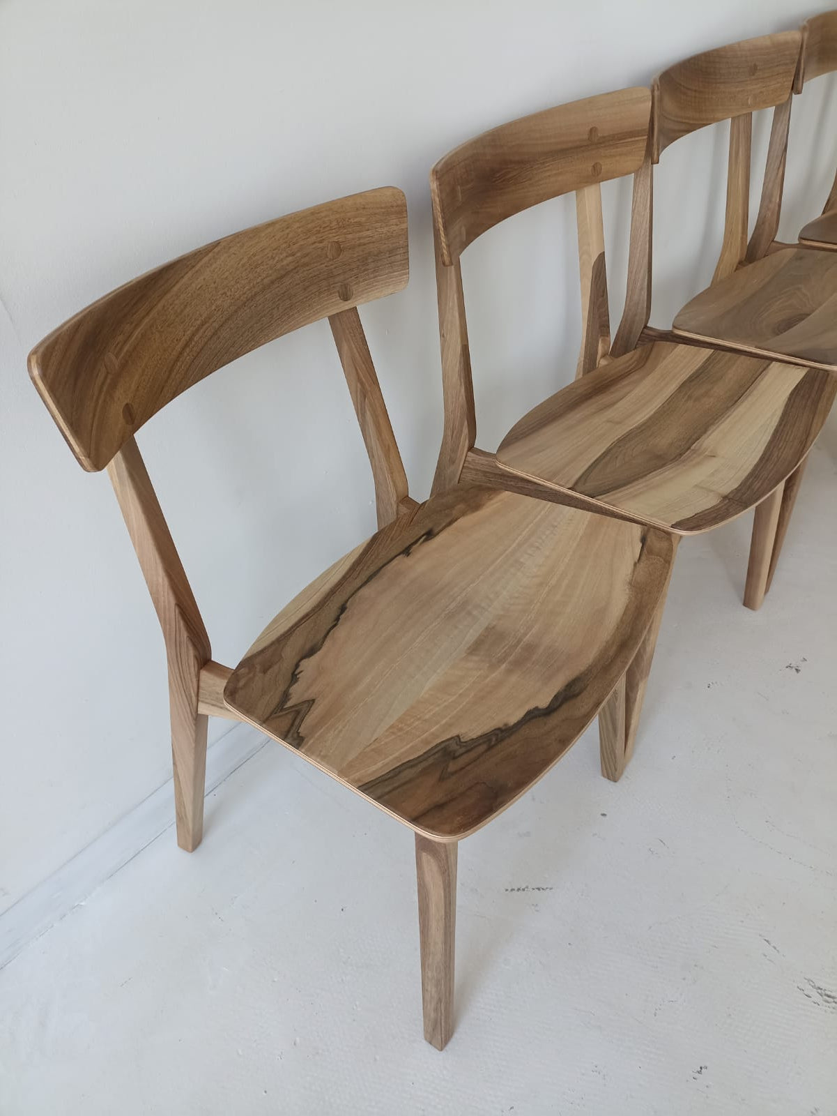 Solid Wood Minimalistic Dining Chair in Natural Walnut with Wood Seat!