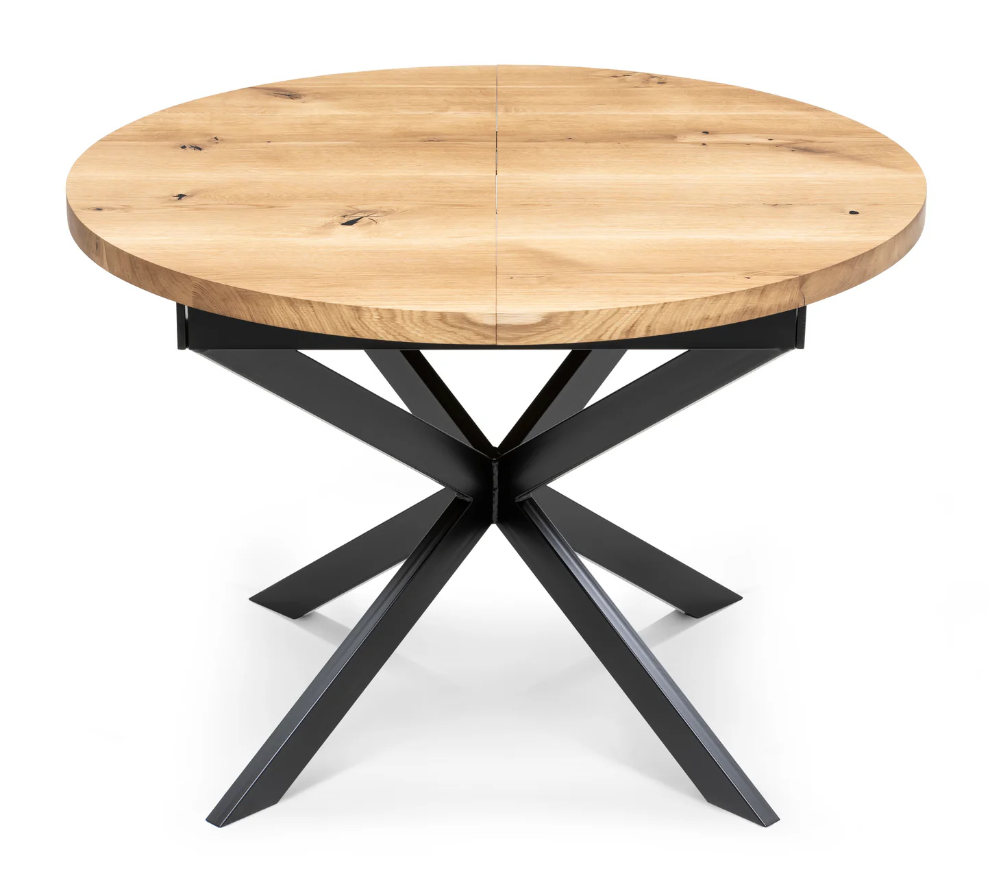 Solid Wood Round Extendable Dining Table with Metal Spider Leg!