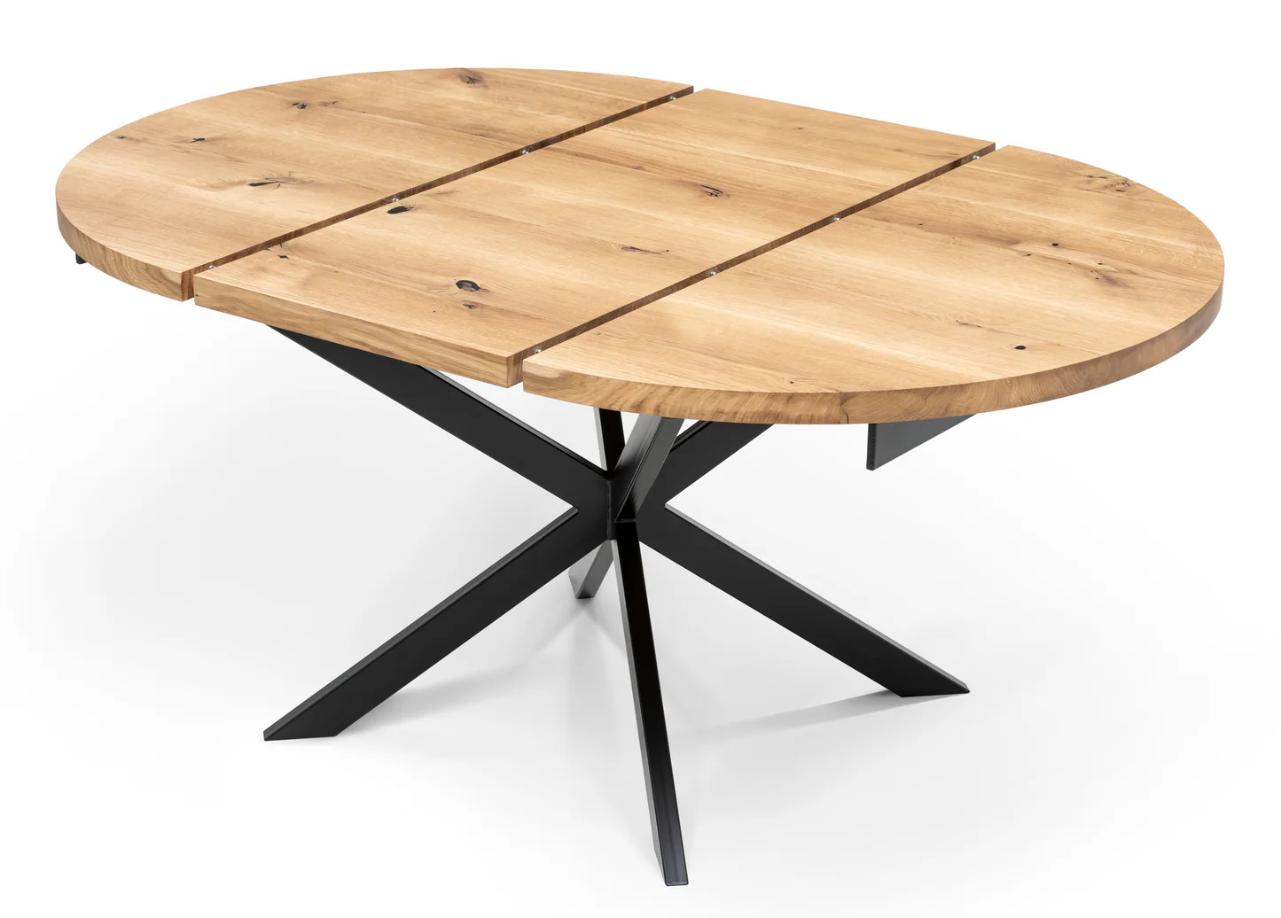 Solid Wood Round Extendable Dining Table with Metal Spider Leg!
