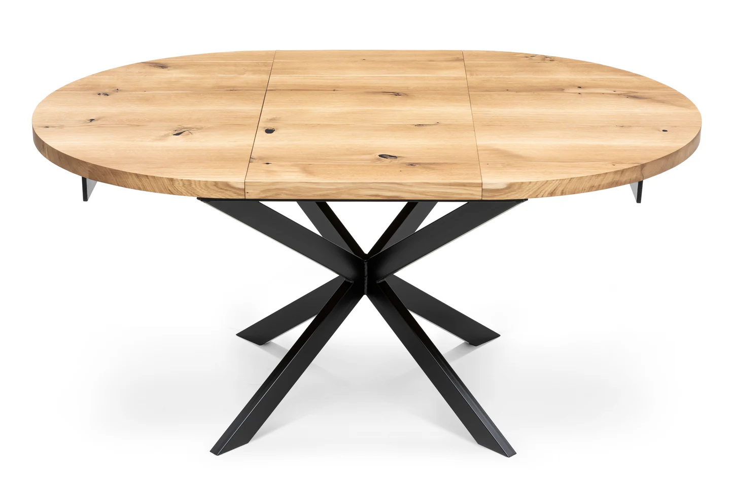 Solid Wood Round Extendable Dining Table with Metal Spider Leg!