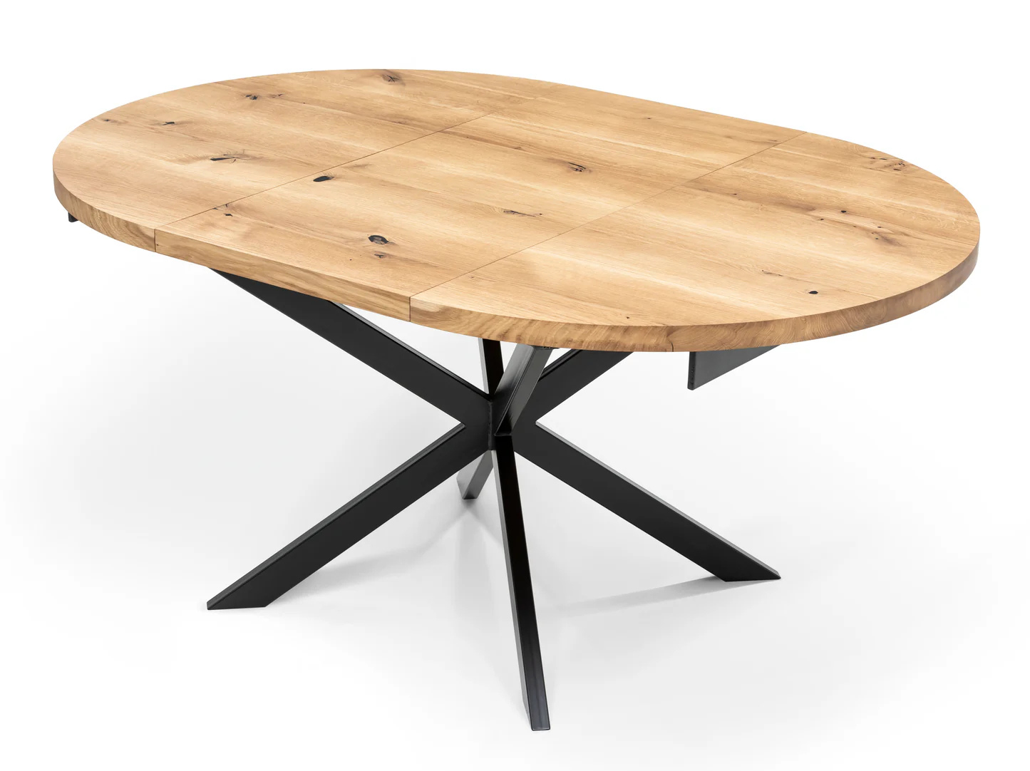 Solid Wood Round Extendable Dining Table with Metal Spider Leg!