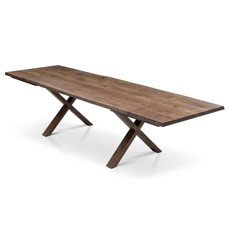 Megan Extendable Solid Wood Dark Oak Dining Table With Wood Legs Talia Haus