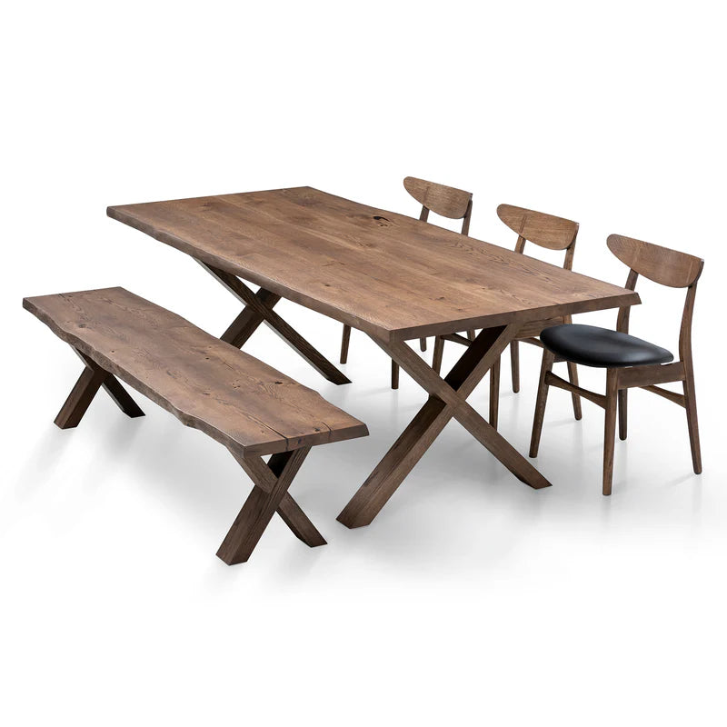 Megan Extendable Solid Wood Dark Oak Dining Table With Wood Legs Talia Haus