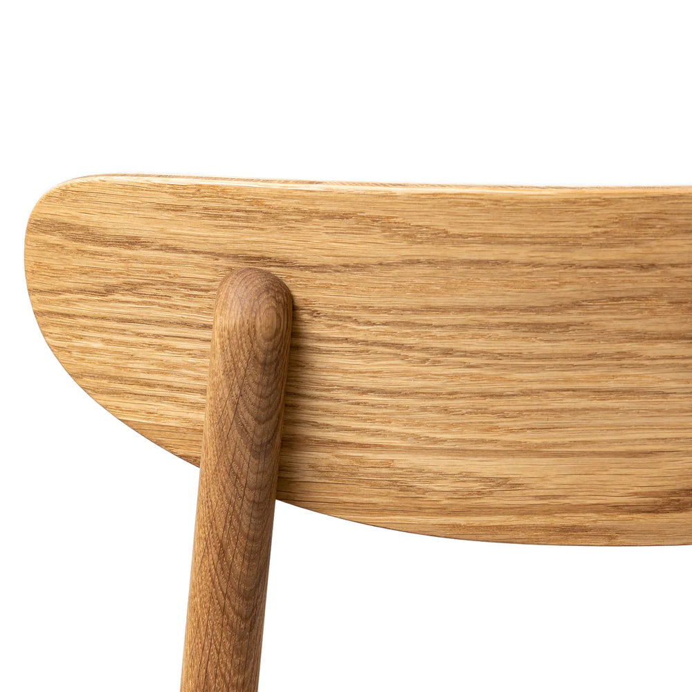 Megan handcrafted solid wood bar counter stool from natural oak and natural leather seat.