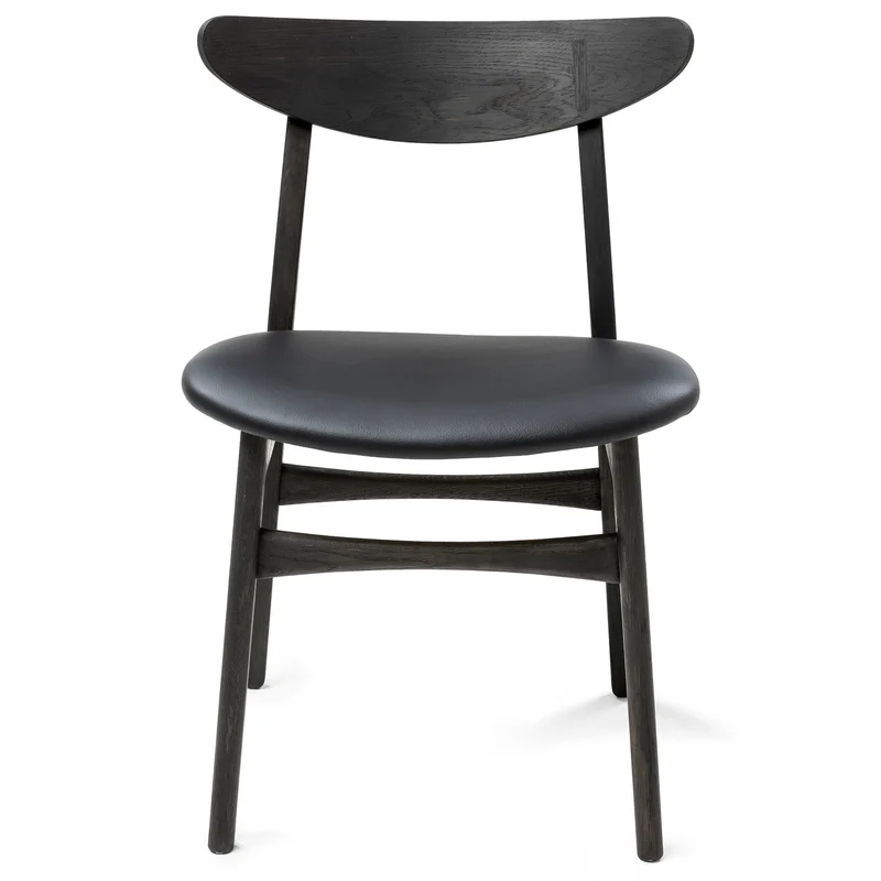 Solid Wood Dining Chair in Black Oak and Natural Black Leather - Ultimate Comfort!