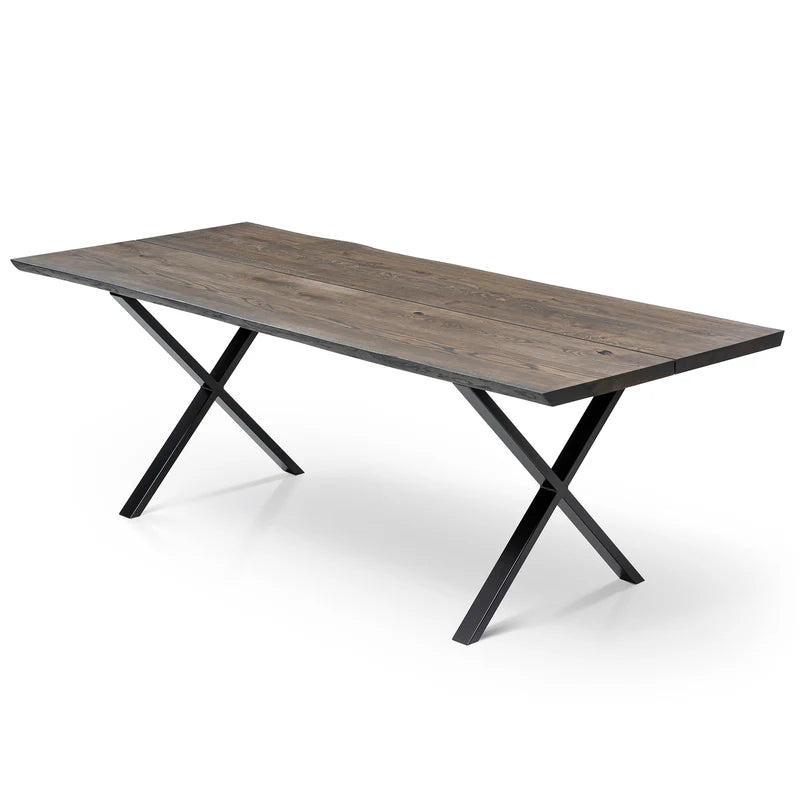 Megan Extendable Solid Wood Dark Oak Dining Table With Metal Legs Talia Haus