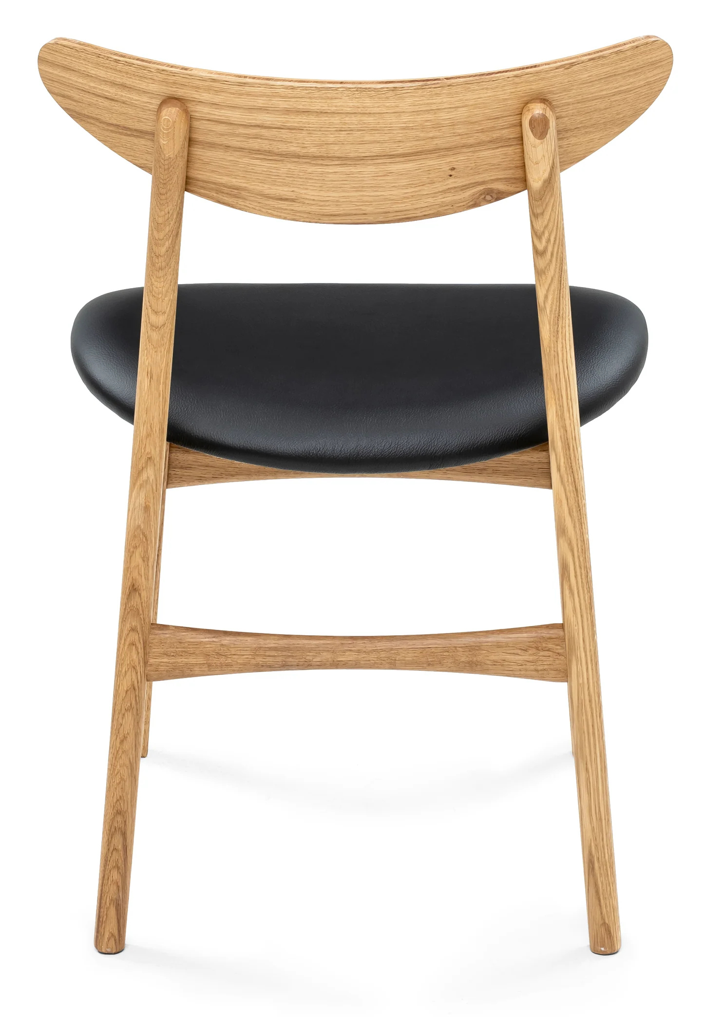 Solid Wood Dining Chair in Natural Oak and Natural Black Leather - Ultimate Comfort!