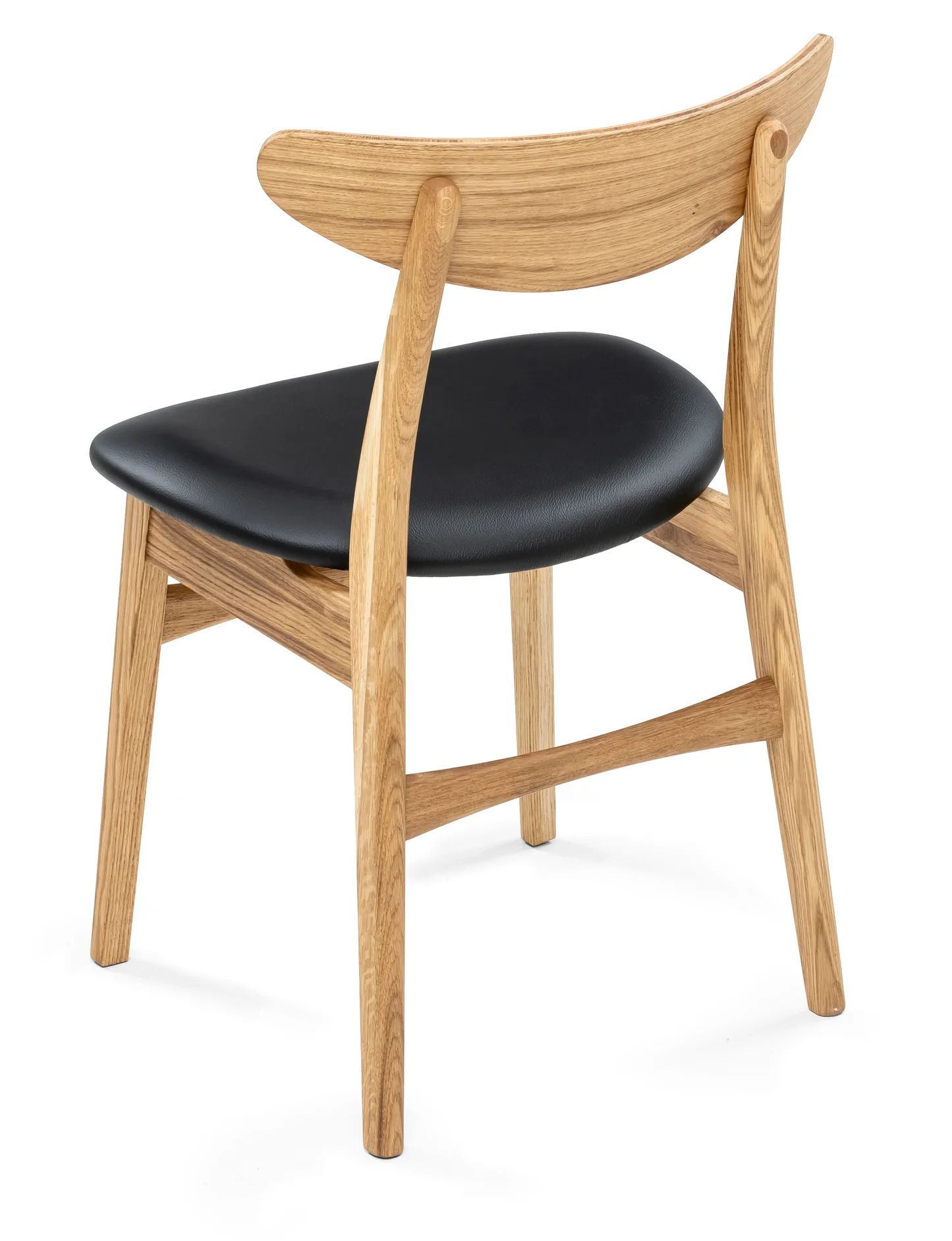 Solid Wood Dining Chair in Natural Oak and Natural Black Leather - Ultimate Comfort!