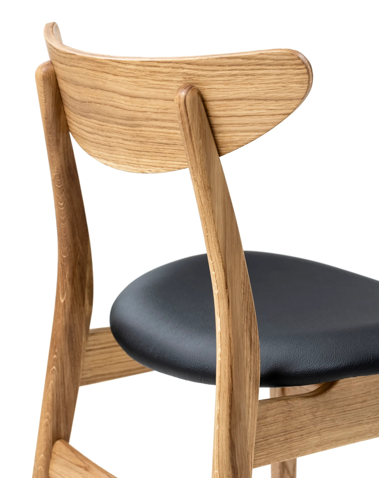 Solid Wood Dining Chair in Natural Oak and Natural Black Leather - Ultimate Comfort!