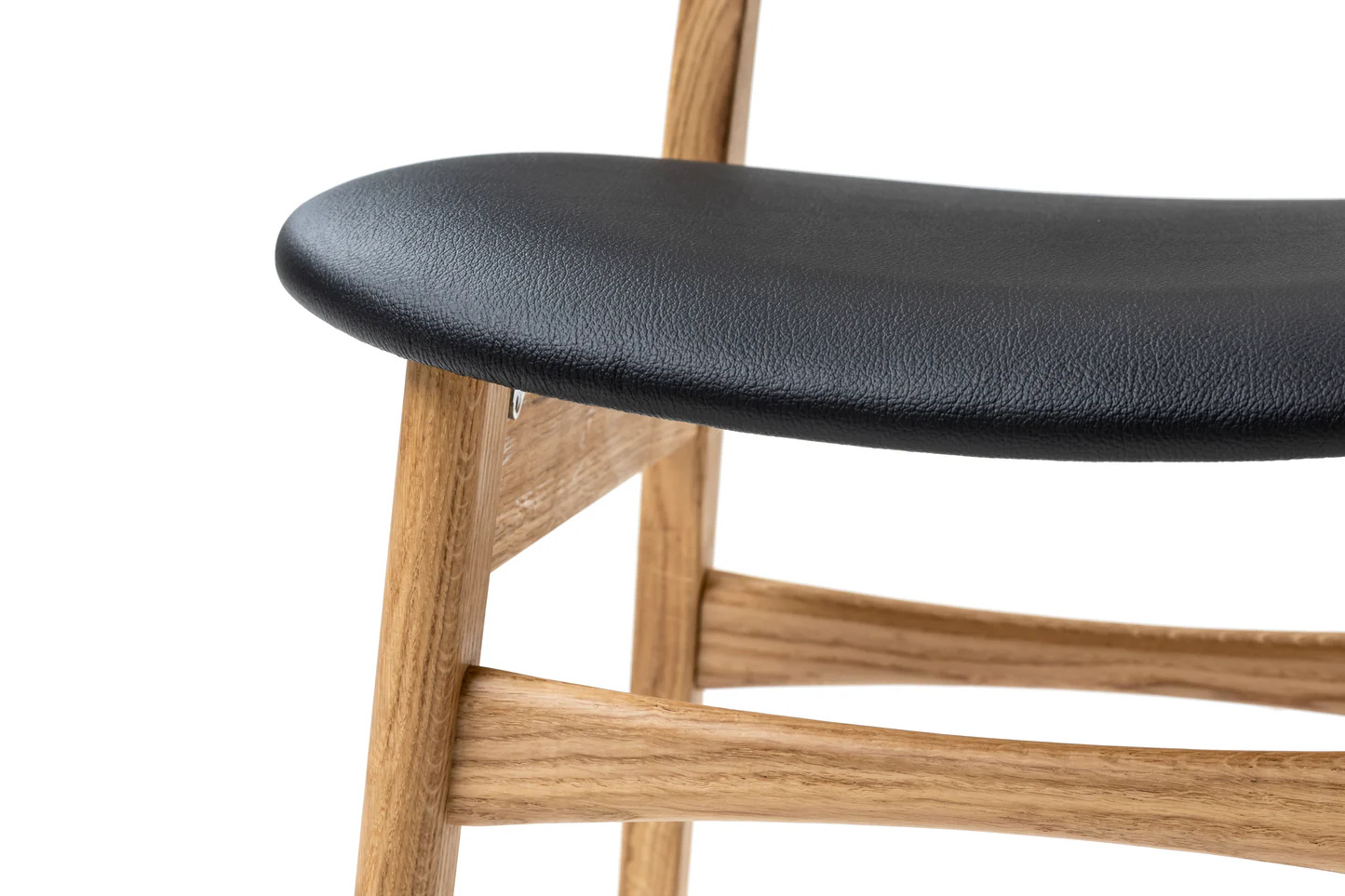 Solid Wood Dining Chair in Natural Oak and Natural Black Leather - Ultimate Comfort!