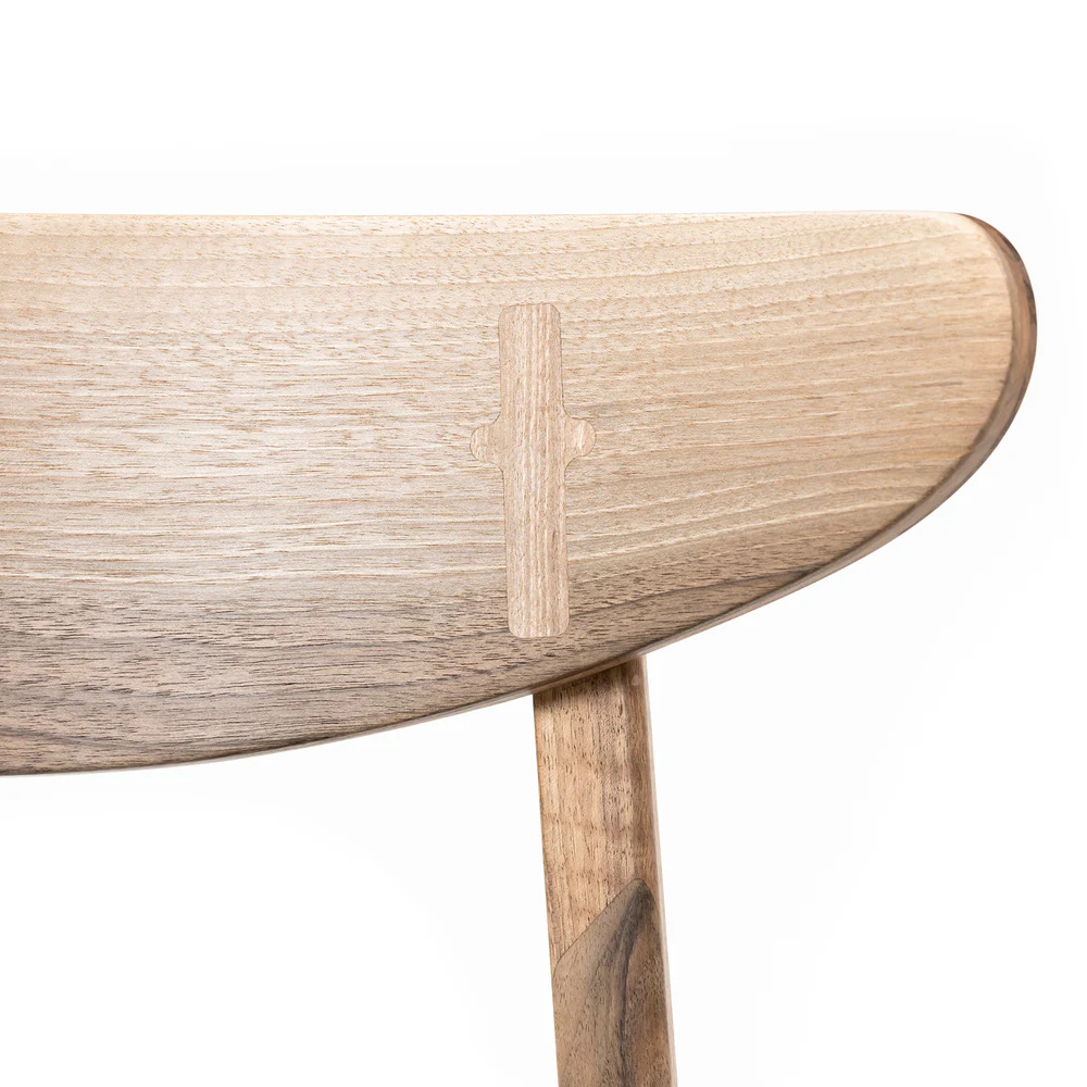 Solid Wood Dining Chair in Natural Walnut and Natural Black Leather - Ultimate Comfort!