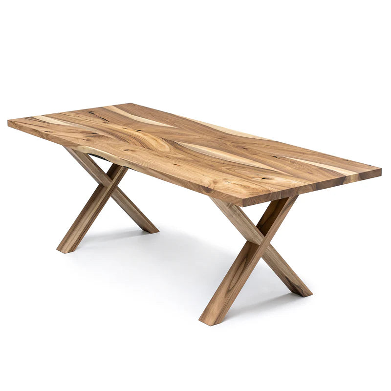 Megan Extendable Solid Wood Natural Walnut Dining Table With Wood Legs Talia Haus