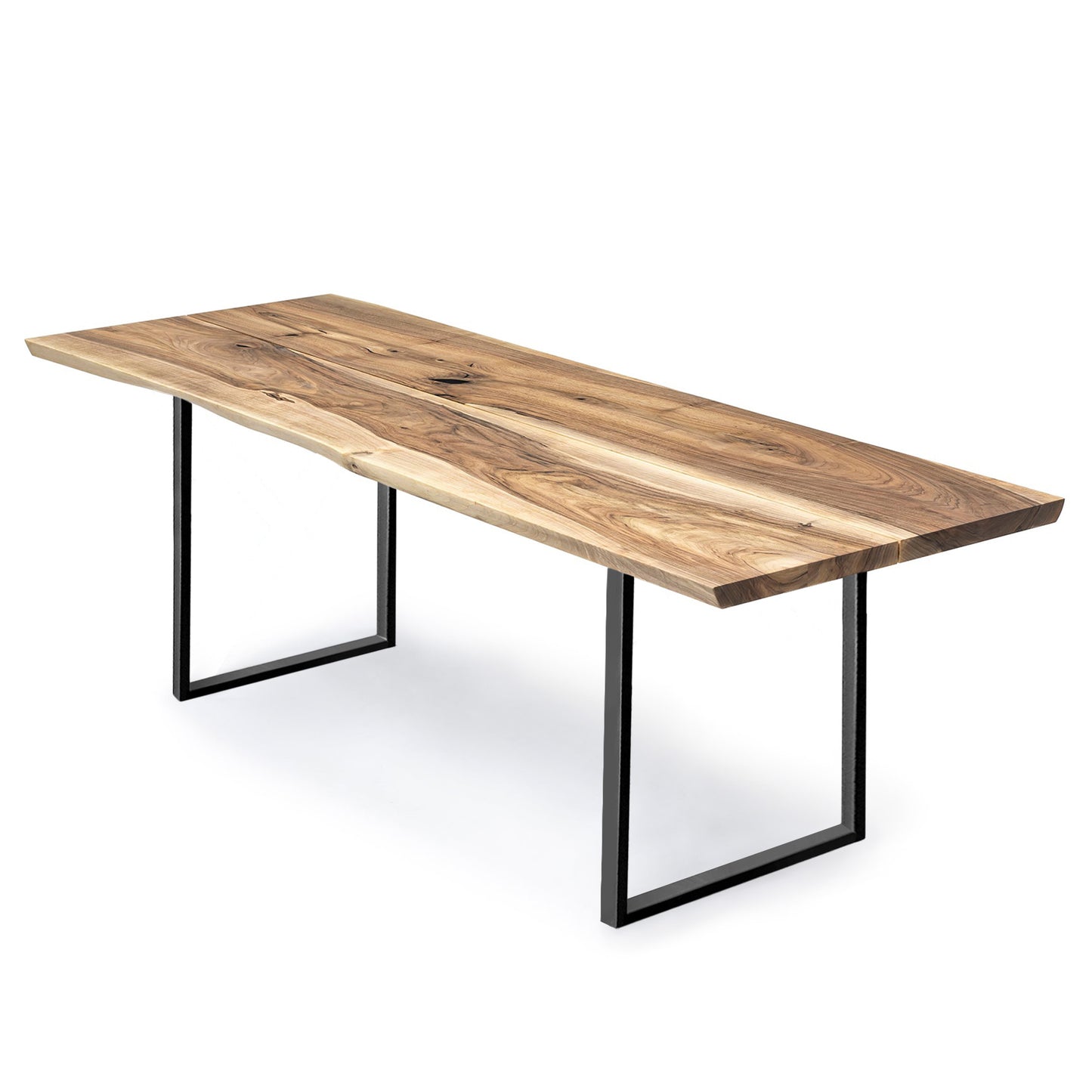 Megan Extendable Solid Wood Natural Walnut Dining Table With Metal Legs Talia Haus