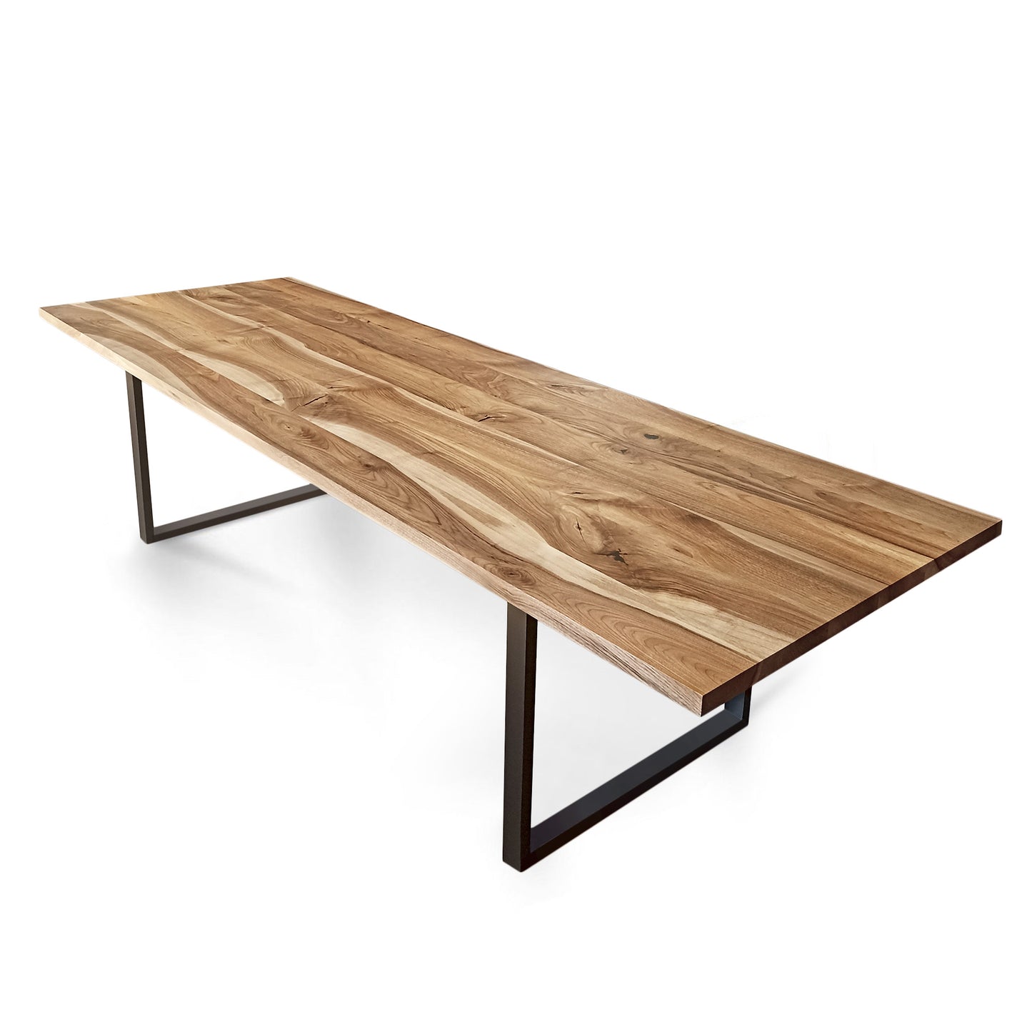 Megan Extendable Solid Wood Natural Walnut Dining Table With Metal Legs Extensions Mechanism Talia Haus