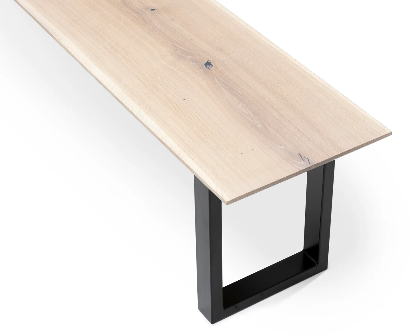 Solid Wood Seating Bench in White Oak With Metal Legs and Swiss Edge - Timeless Bespoke Furniture!