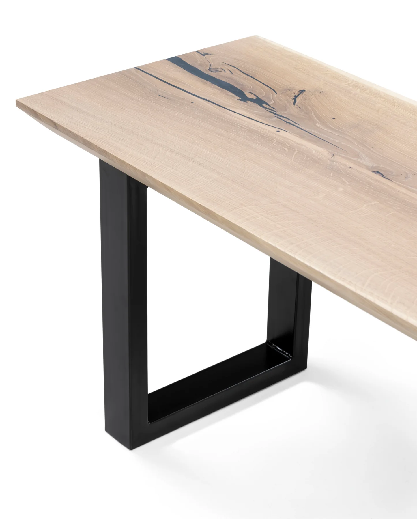Solid Wood Seating Bench in White Oak With Metal Legs and Swiss Edge - Timeless Bespoke Furniture!