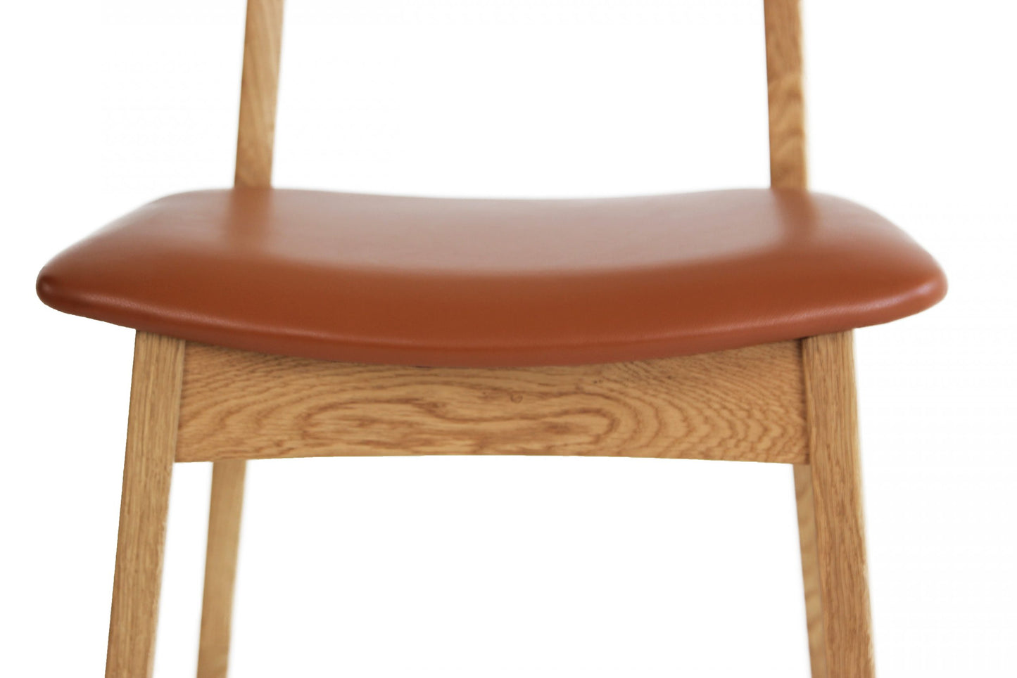 Solid Wood Minimalistic Dining Chair in Natural Oak with Natural Leather Seat in Brown!