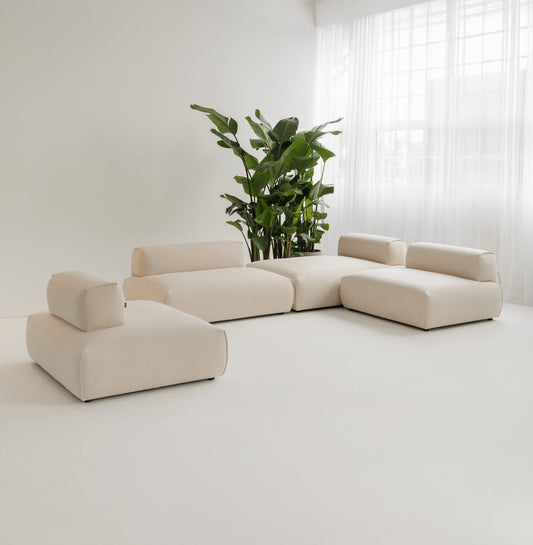 Modernes modulares U-Form Sofa aus beigem Stoff, hergestellt in Europa