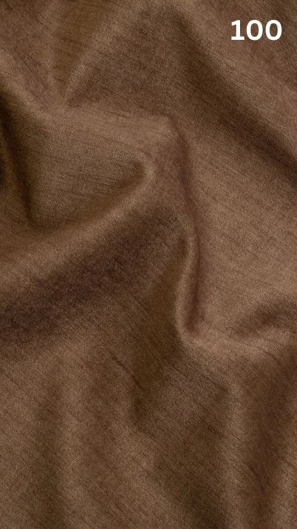Close-up of brown velvet fabric texture with a slight pattern and number '100' in the corner. 