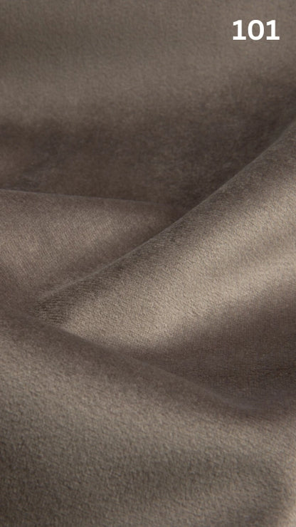 Premium velvet fabric for sofas in gray with a number '101' in the corner. 