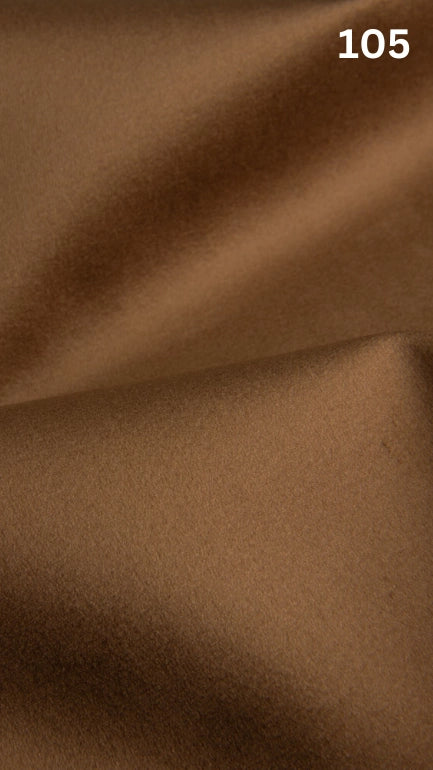 Premium velvet fabric for sofas in brown with a number '105' in the corner. 