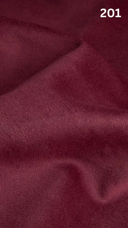 Premium velvet fabric for sofas in pink with a number '201' in the corner. 