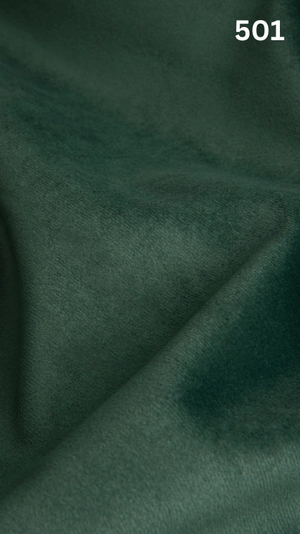 Premium velvet fabric for sofas in green  with a number '501' in the corner. 