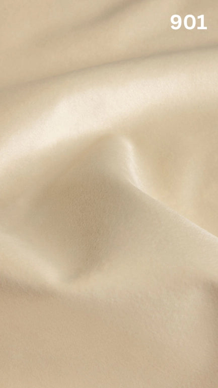 Premium velvet fabric for sofas in cream with a number '901' in the corner. 