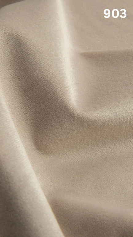 Premium velvet fabric for sofas in cream with a number '903' in the corner. 