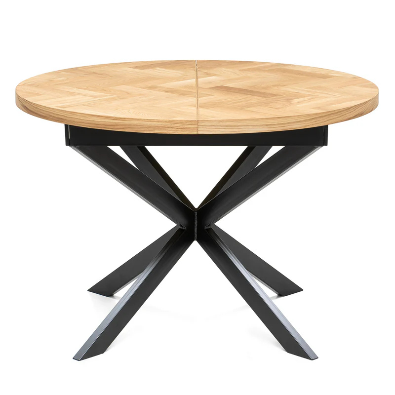 Luma Round Herringbone Charcoal Oak Table