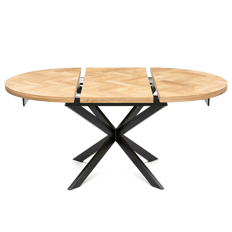 Luma Round Herringbone Charcoal Oak Table