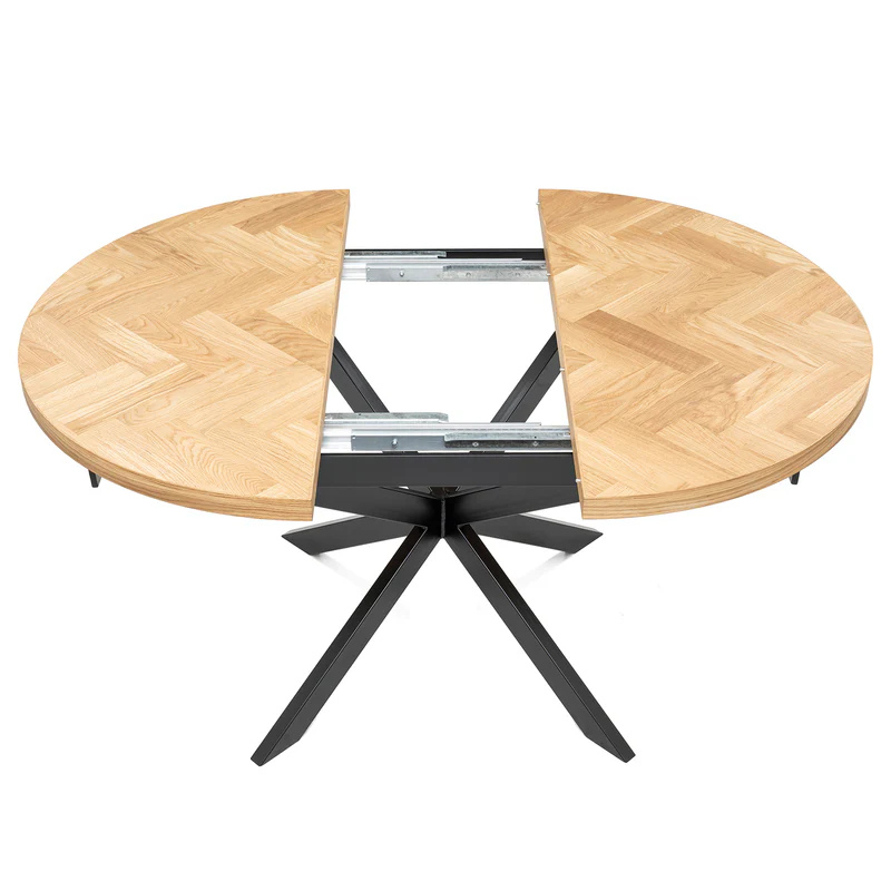 Luma Round Herringbone Charcoal Oak Table