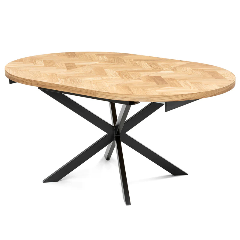 Luma Round Herringbone Charcoal Oak Table