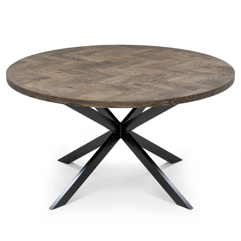 Luma Round Herringbone Charcoal Oak Table