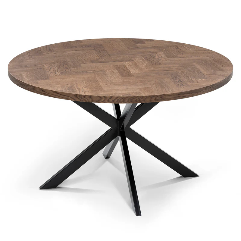 Luma Round Herringbone Charcoal Oak Table