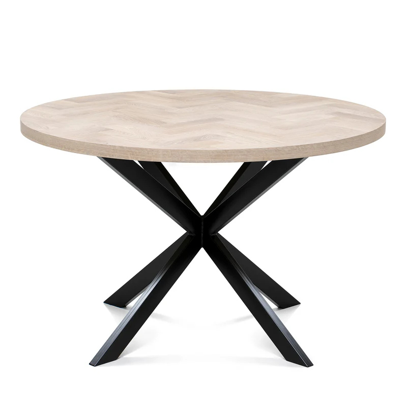 Luma Round Herringbone Charcoal Oak Table