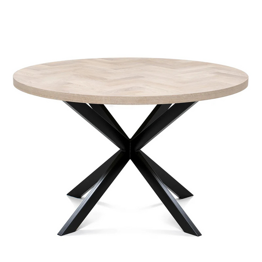 Luma Round Herringbone White Oak Table